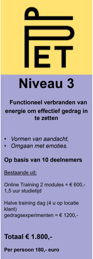 Functioneel verbranden van energie om effectief gedrag in te zetten Vormen van aandacht, Omgaan met emoties.